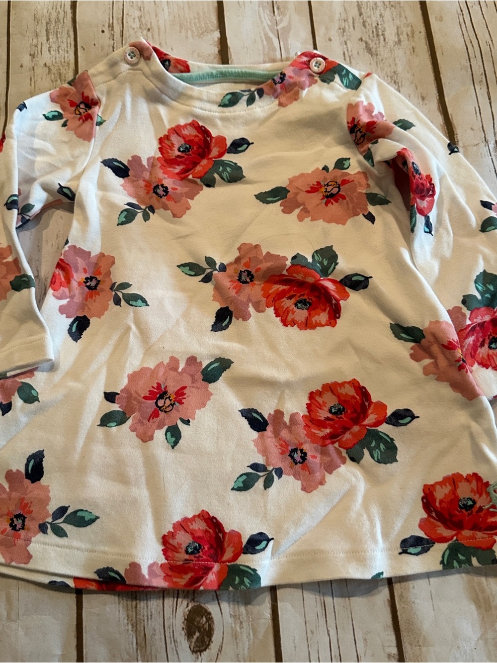 Joules white floral long sleeve dress